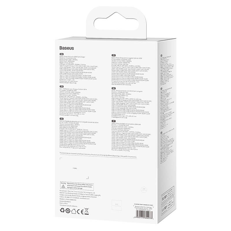 Baseus GaN3 Pro Töltő / elosztó, 2xUSB + 2xUSB-C + AC, 100W (fekete)-9