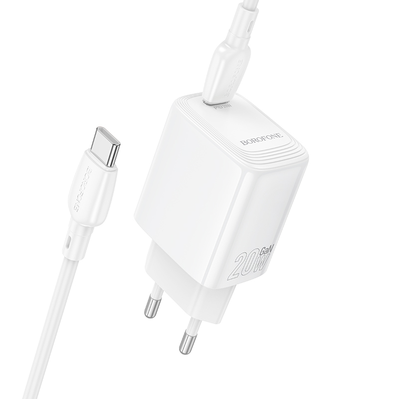 Borofone fali töltő BN26 Fuente - Type C - PD 20W Type C to Type C kábellel fehér-1