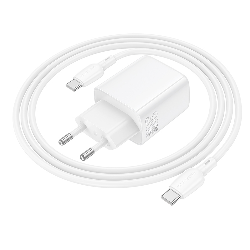 Borofone fali töltő BN28 Fuente - Type C - PD 30W Type C - Type C kábellel fehér GaN-5