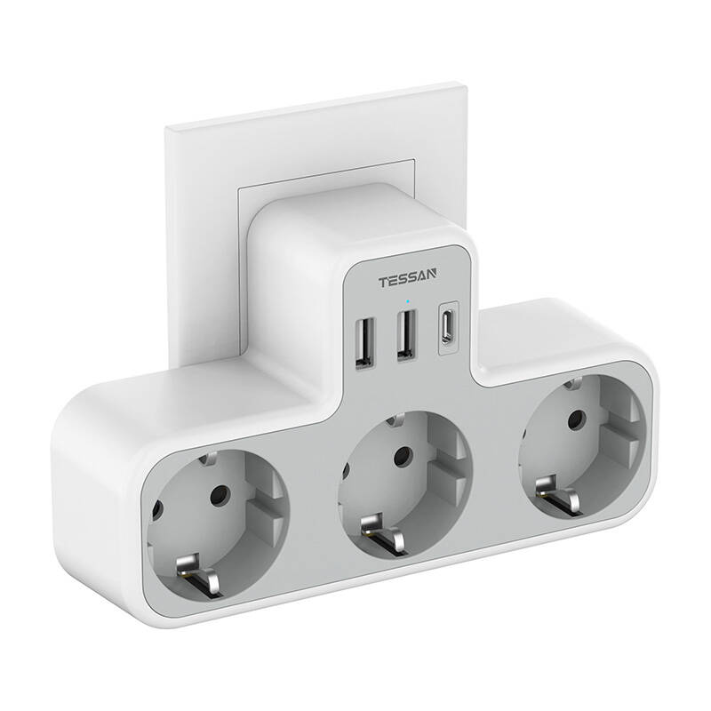 Tessan Fali hálózati elosztó TS-323-DE-C USB porttal-0
