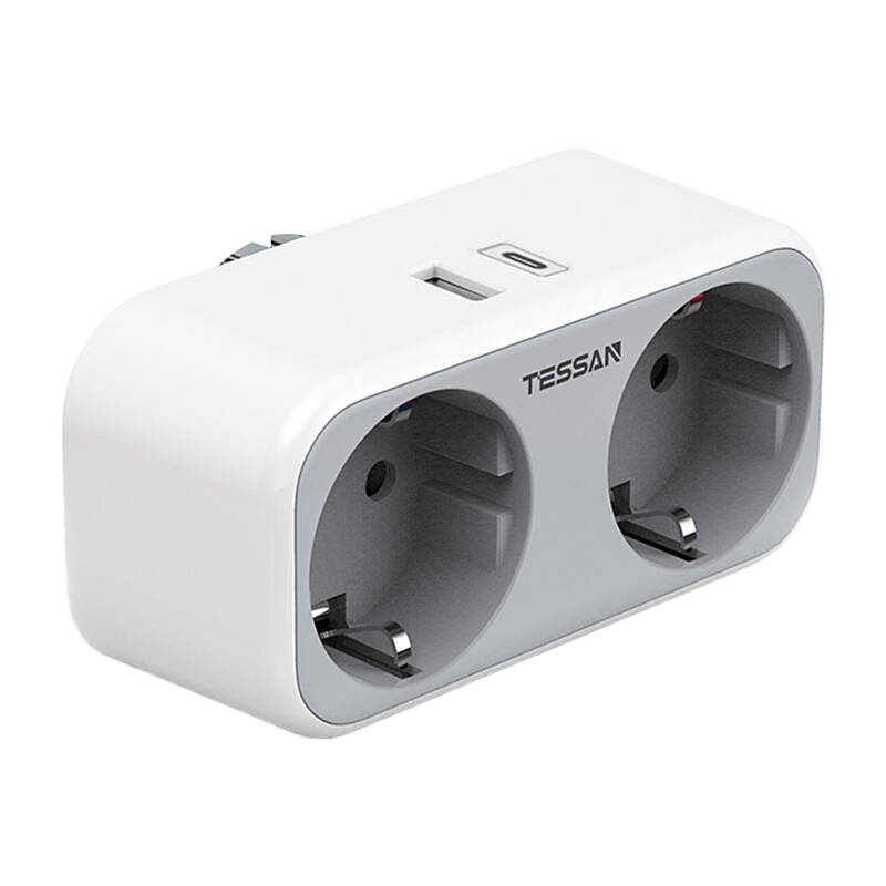 Fali aljzat, elosztó TESSAN TS-WS02DE00 USB porttal-0