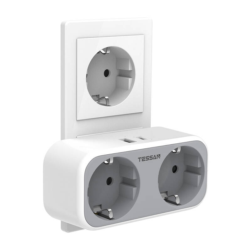 Fali aljzat, elosztó TESSAN TS-WS02DE00 USB porttal-1