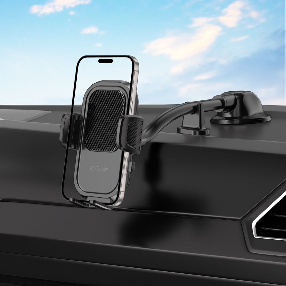 Tech-protect V8 Univerzális Hosszú Karos Műszerfalra és Szélvédőre Szerelhető Autós Tartó Fekete-7