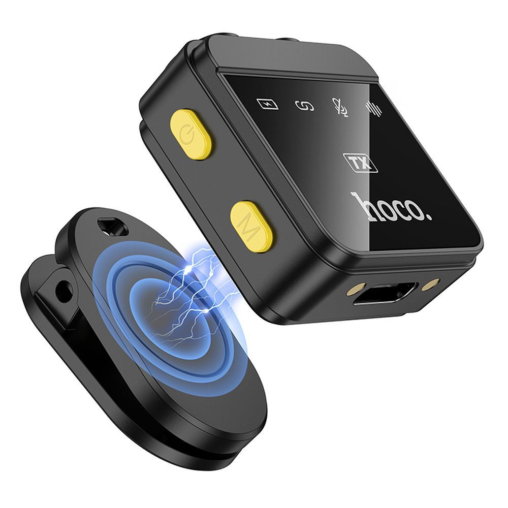 HOCO vezeték nélküli lavalier mikrofon Lightning / Type C (2 db a készletben) L17 fekete-6