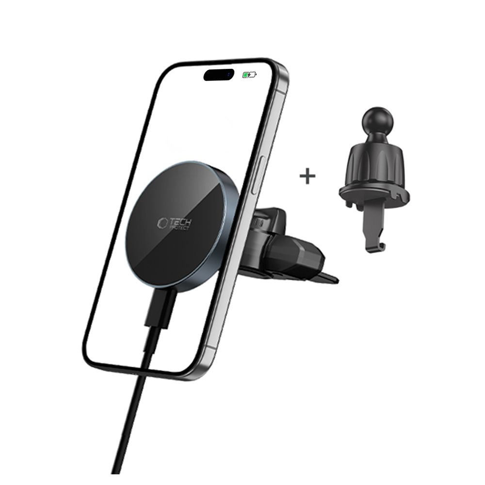 Tech-protect Mm15w-v5 Mágneses Magsafe Cd & Vent Autós Tartó Vezeték Nélküli Töltő 15w Fekete/fekete-8