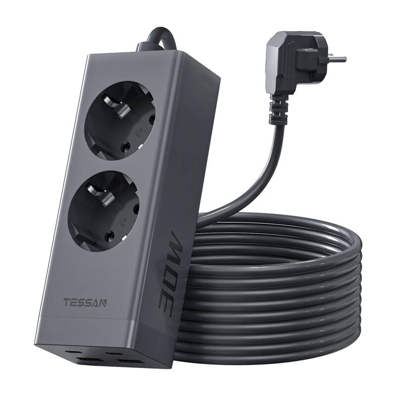 Hálózati elosztó TESSAN TS-FS01DE00 USB portokkal (2x USB-A, 2x USB-C)-0