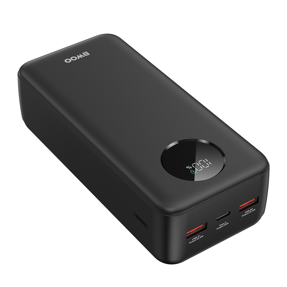 BWOO 22,5W 30000 mAh powerbank LCD kijelzővel, fekete-2