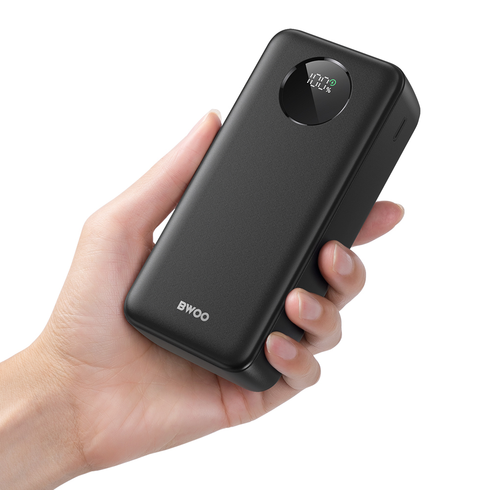 BWOO 22,5W 30000 mAh powerbank LCD kijelzővel, fekete-3