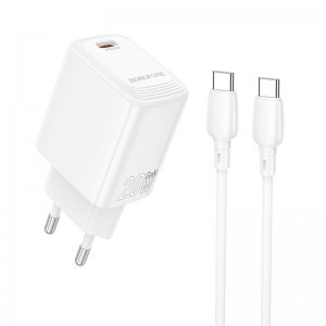 Borofone fali töltő BN26 Fuente - Type C - PD 20W Type C to Type C kábellel fehér