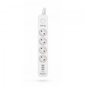 Hálózati elosztó 4 aljzat + 3 x USB A 3×1.5mm² H05VV-F 16A/250V~M02414 3 m fehér