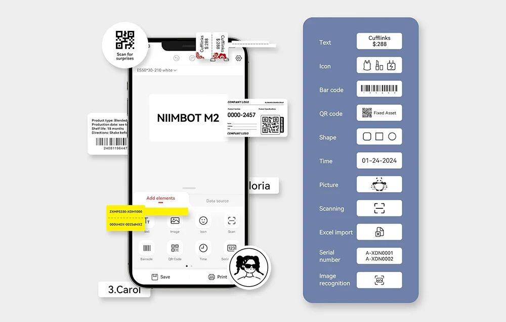 Niimbot M2 hordozható címkenyomtató (kék)-3