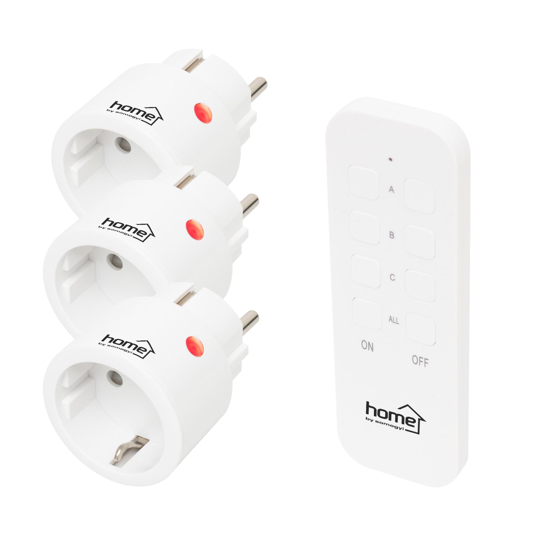 Home TH2313 távirányítható mini hálózati aljzat szett, 2300 W, 3 aljzat + 1 távirányító, 40m hatótáv-0