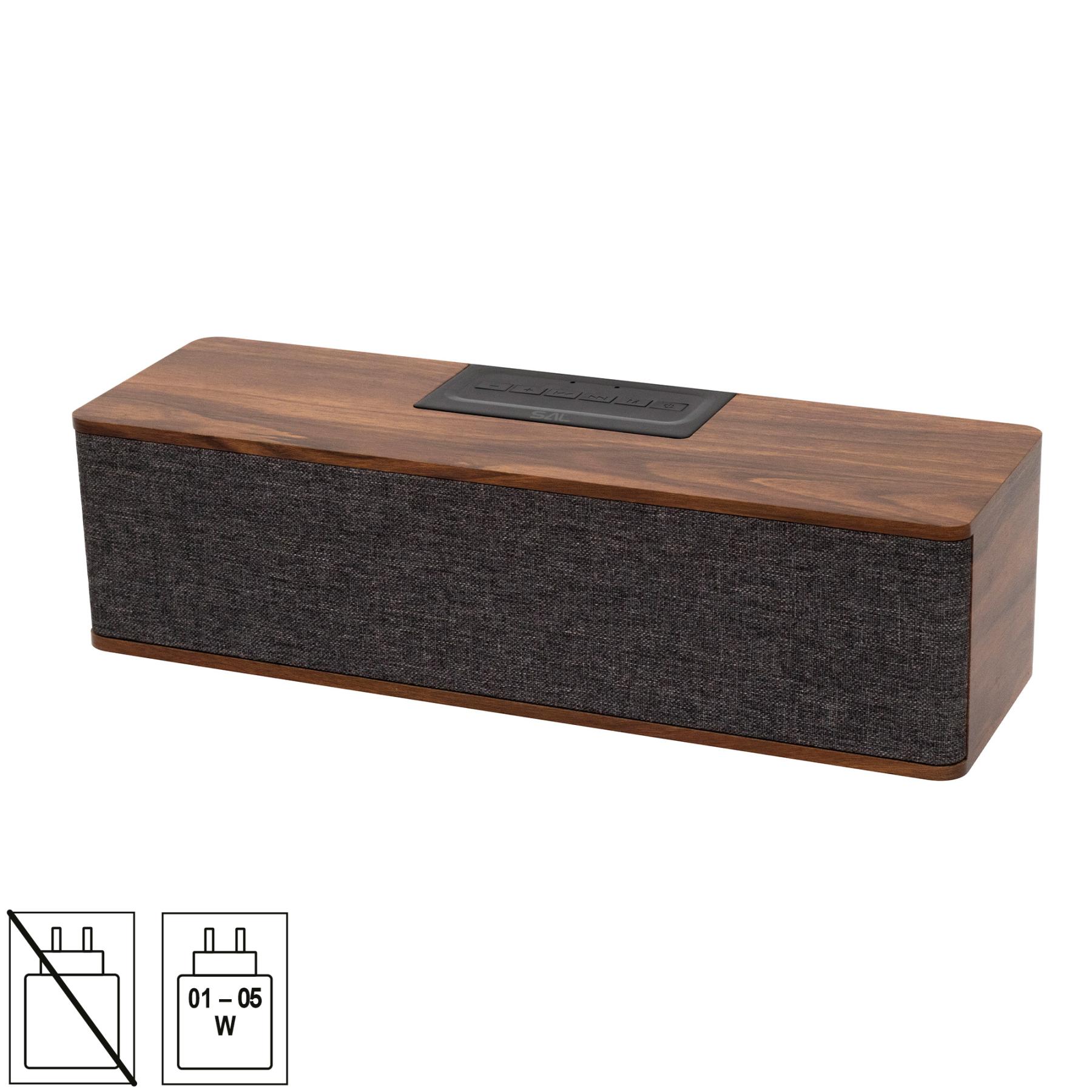 SAL RRT7 sztereó retro hangszóró, vezeték nélküli, 2x5W, FM rádió, Bluetooth, beépített akkumulátor-0