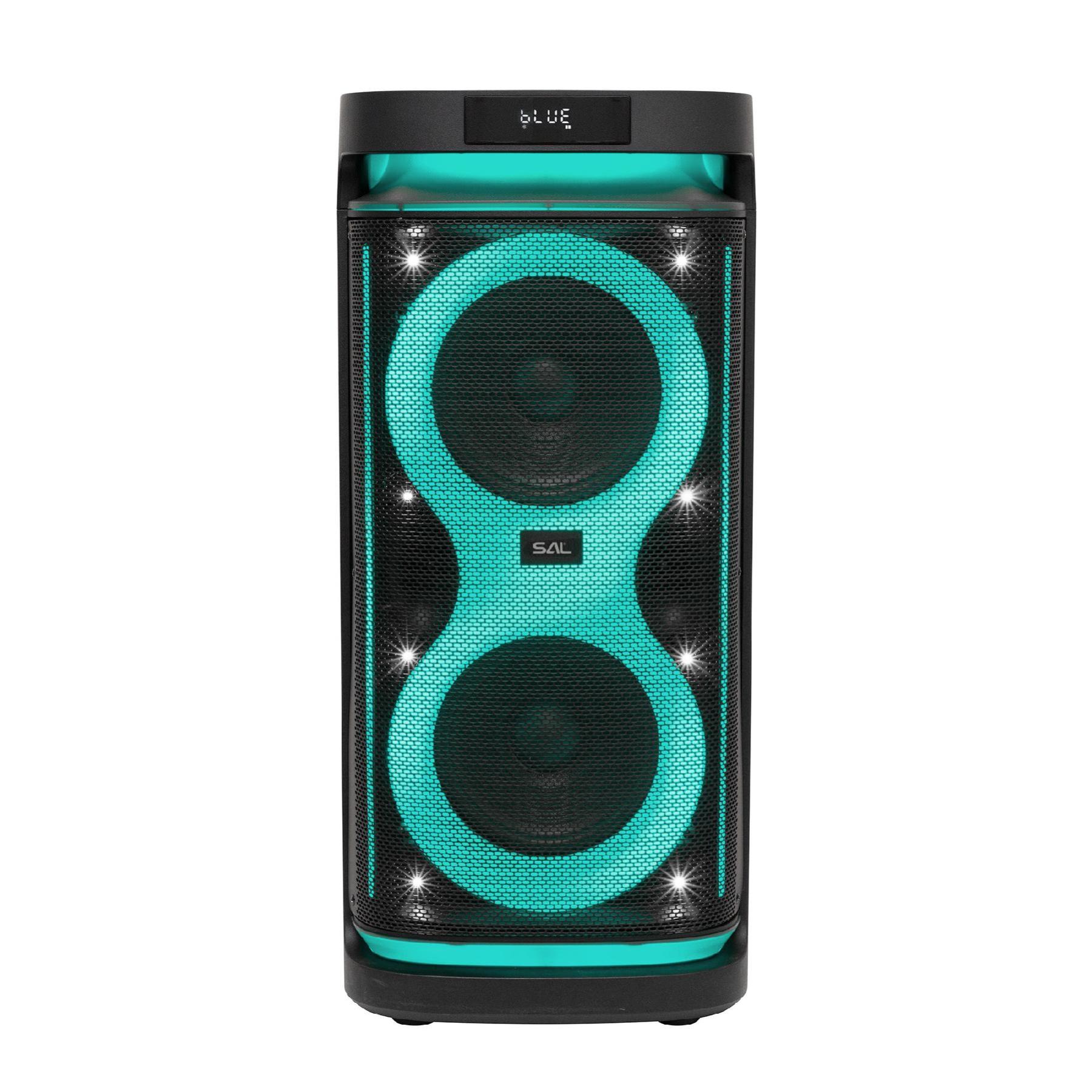 SAL PAR2400BT party hangdoboz, 160 Watt, beépített akkumulátorral és LED fénnyel, BT TWS kapcsolat, USB/microSD zenelejátszás, karaoke mód, LINE, gitár és mikrofon bemenetek, két darab bass-reflex mélysugárzó, 2-utas, 3 hangszóró-9