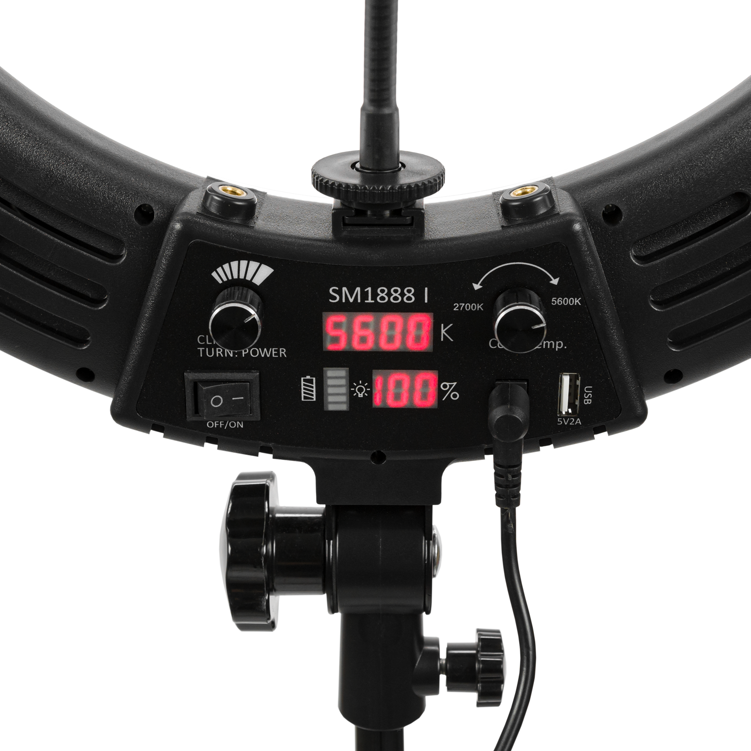 45cm G-180 fekete LED körfény, körlámpa, ringlight állvánnyal -4