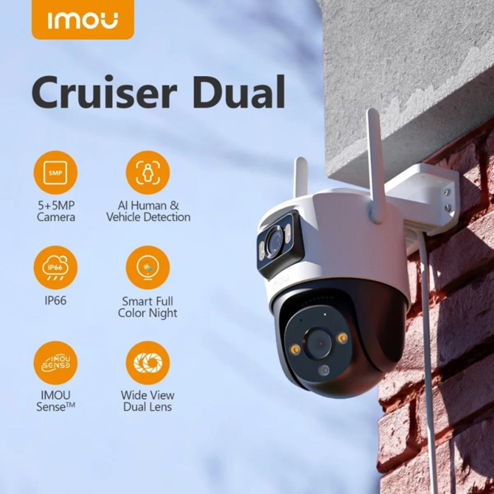Imou - Kültéri Kamera Cruiser Dual (IPC-S7XP-8M0WED-0360B) - 8MP, Kétirányú Beszélgetés, Emberi Érzékelés, Éjszakai Látás, IP66 - Fehér-3