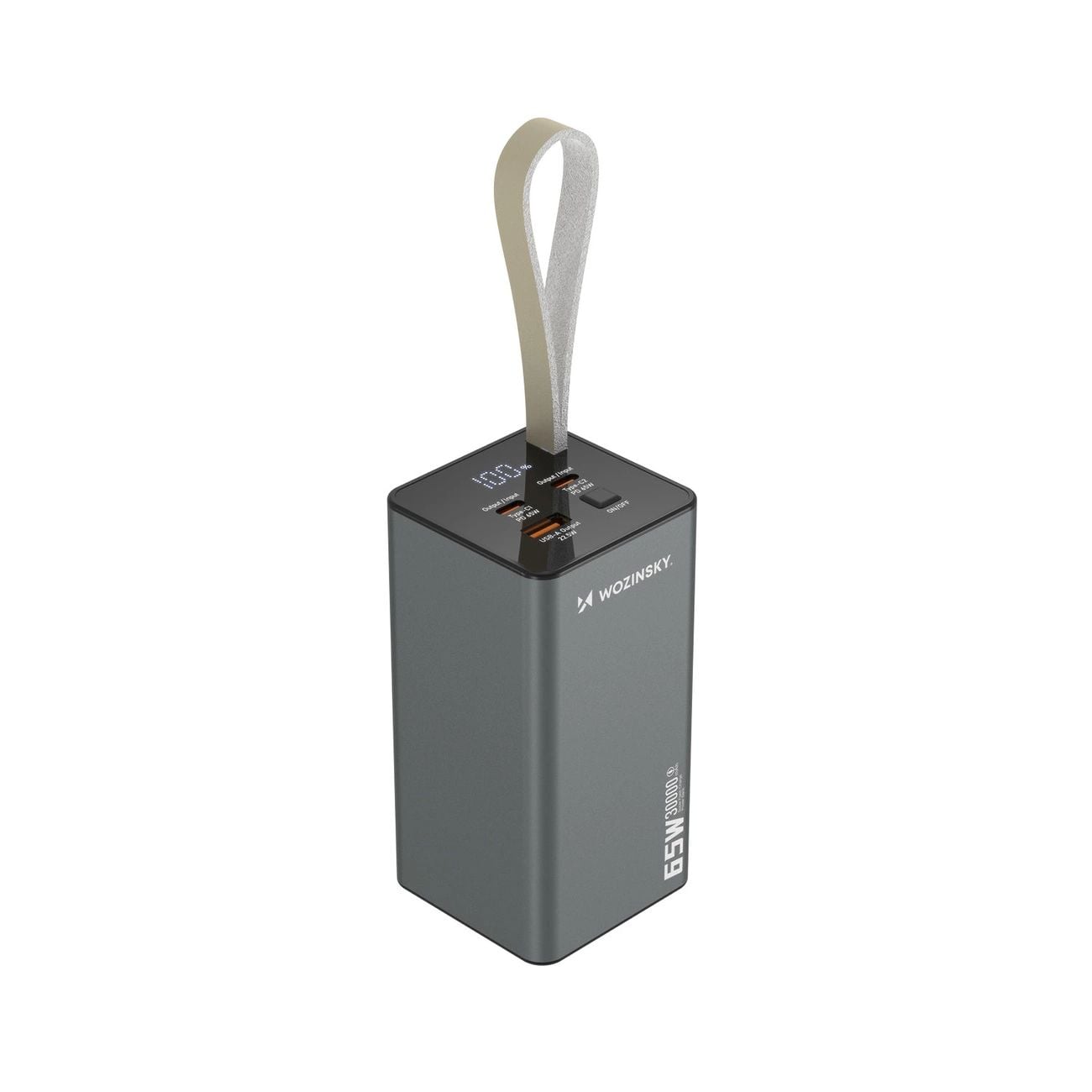 30000mAh Powerbank Wozinsky K65+ 65W 2x USB-C, 1x USB-A 65W- szürke-4