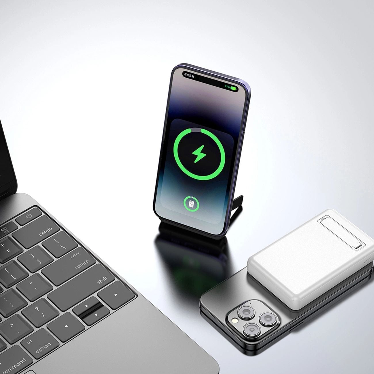 Powerbank Dudao K14S+ 10000mAh 20W USB-A / USB-C / MagSafe tartóval - fehér-1