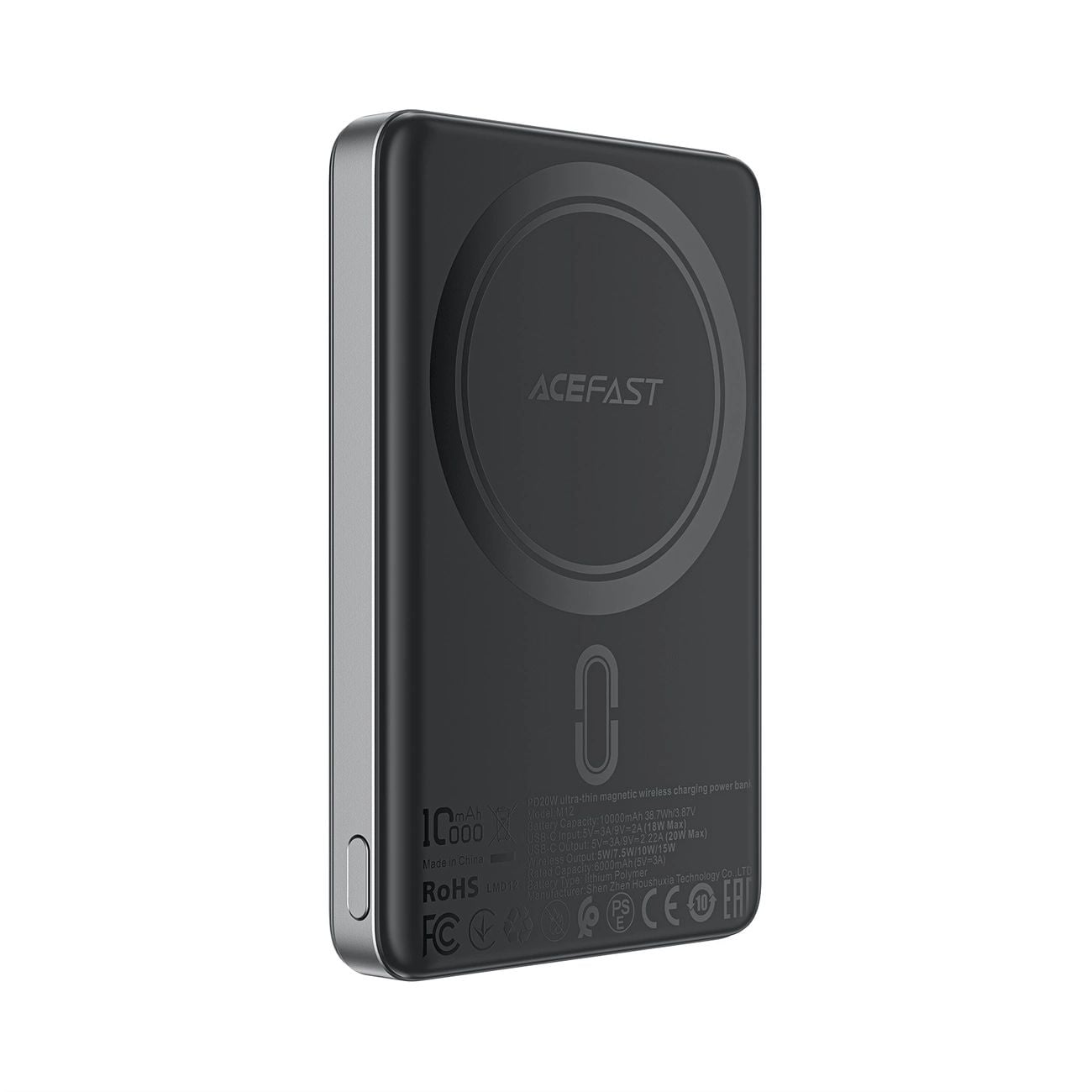 Powerbank Acefast M12-10000 PD20W ultra-vékony, MagSafe kompatibilis - fekete-0