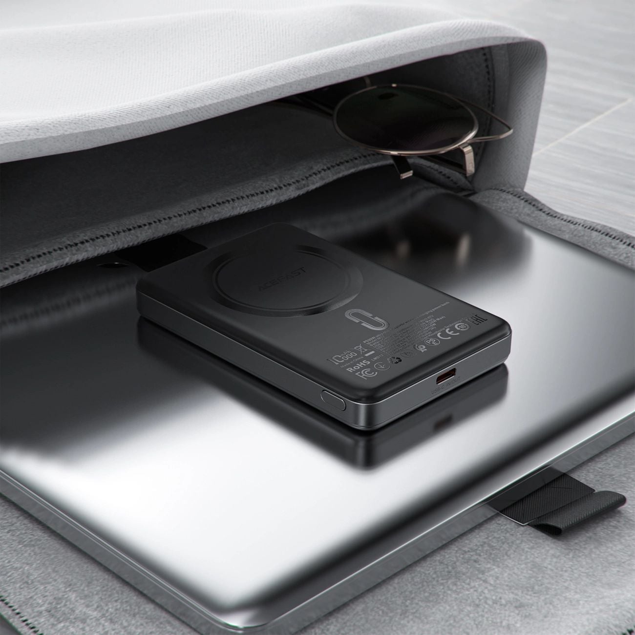 Powerbank Acefast M12-10000 PD20W ultra-vékony, MagSafe kompatibilis - fekete-5