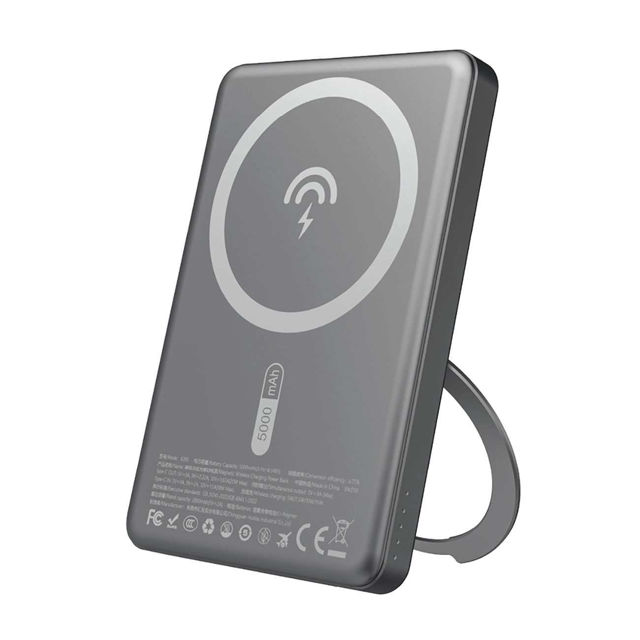 Dudao K28S 20W PD 5000mAh Powerbank MagSafe-kel és állvánnyal - Szürke-0