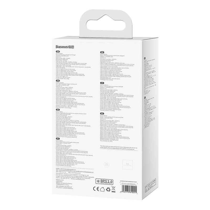 Baseus GaN3 Pro hálózati elosztó töltő 2xUSB + 2xUSB-C + AC, 65W (fekete)-7