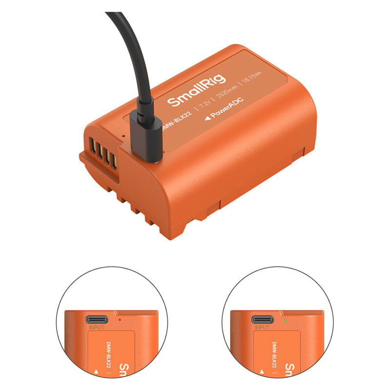Smallrig 4979 Camera Battery USB-C Rechargeable DMW- BLK22 Orange-3