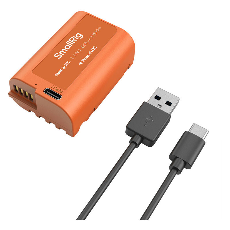 Smallrig 4979 Camera Battery USB-C Rechargeable DMW- BLK22 Orange-2