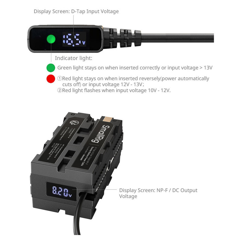 Smallrig 4884 D-Tap to Dual-Sided NP-F Dummy Battery Power Cable-3