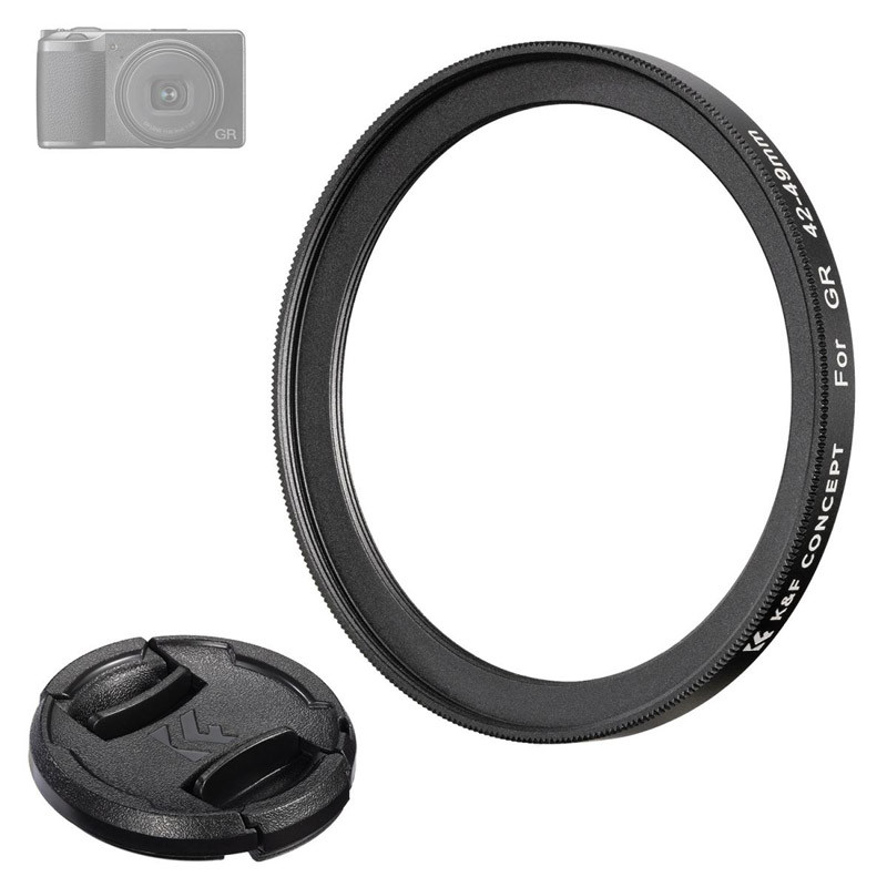K&F Concept Ricoh GR 42-49mm adapter gyűrű + objetívsapka szett-0