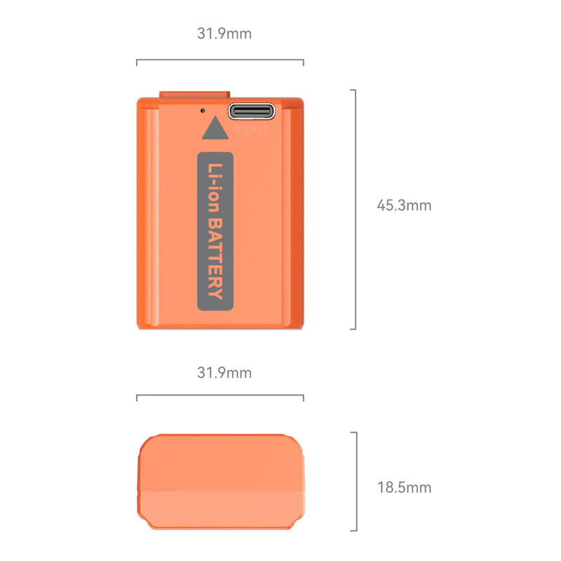Smallrig 4965 NP-FW50 USB-C Rechargeable Camera Battery Orange-5
