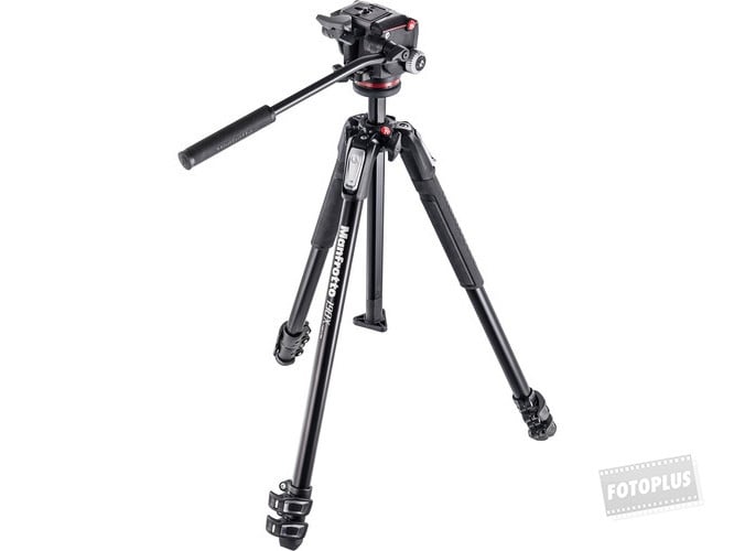 Manfrotto MK190X3-2W fekete alumínium állvány FLUID-os fejjel-0