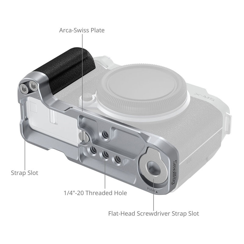 Smallrig 4875 L-Shape Mount Plate With Silicone Handle For Fujifilm X-M5 Silver-1