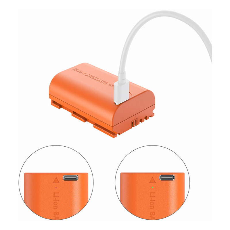 Smallrig 4968 LP-E6NH USB-C Rechargeable Camera Battery Orange-4