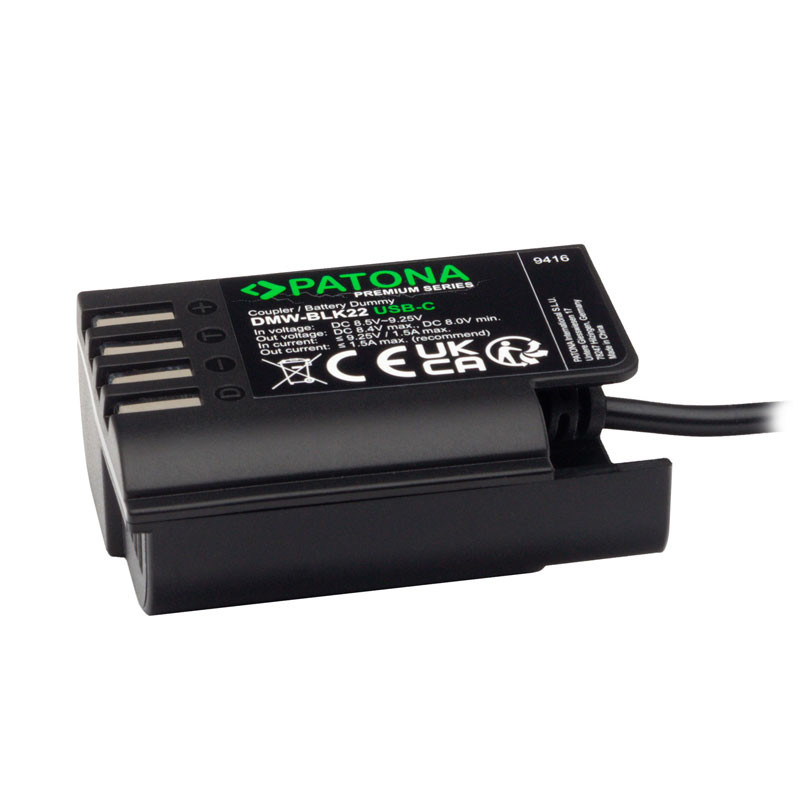 Patona Premium USB-C akkumulátor adapter Panasonic DMW-BLK22-höz-1