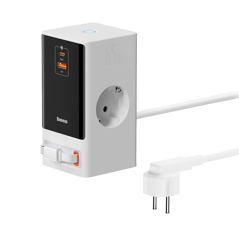  Baseus - Hosszabbító PowerCombo (PSLR000602) - USB, 2xType-C, Schuko, 65W - Fehér-3