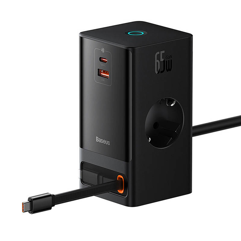  Baseus - PowerCombo hosszabbító (PSLR000301) - USB, 2xType-C, Schuko, 65W - Fekete-2