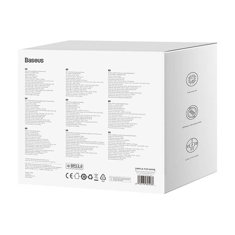 Baseus - PowerCombo hosszabbító (PSLR000301) - USB, 2xType-C, Schuko, 65W - Fekete-4