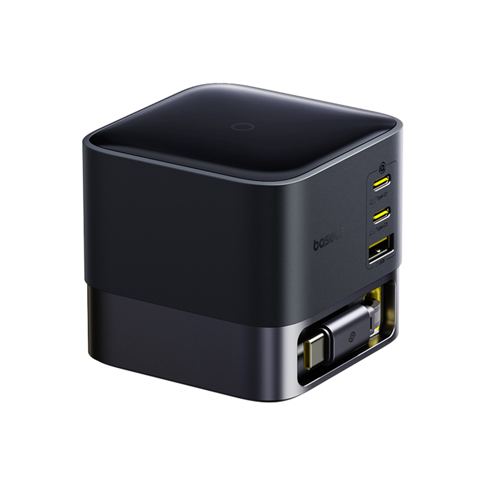  Baseus - Fali töltő Super GaN (P10164001123-00) - Visszahúzható kábel, Gyors töltés, 2xUSB, Type-C, 100W, 1,5m - Kozmikus fekete-25