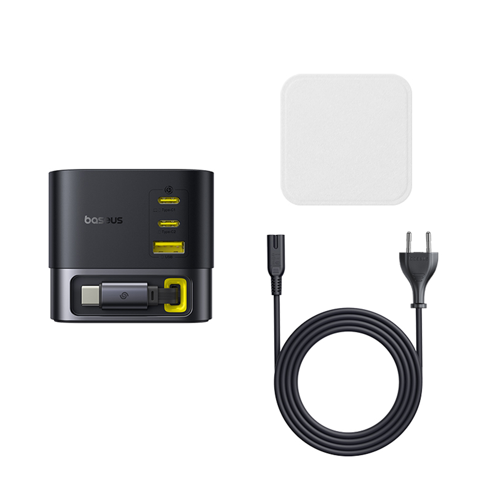  Baseus - Fali töltő Super GaN (P10164001123-00) - Visszahúzható kábel, Gyors töltés, 2xUSB, Type-C, 100W, 1,5m - Kozmikus fekete-32