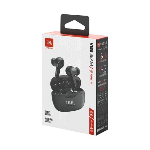 JBL Vibe Beam TWS Bluetooth Vezeték nélküli Fülhallgató Fekete EU-1