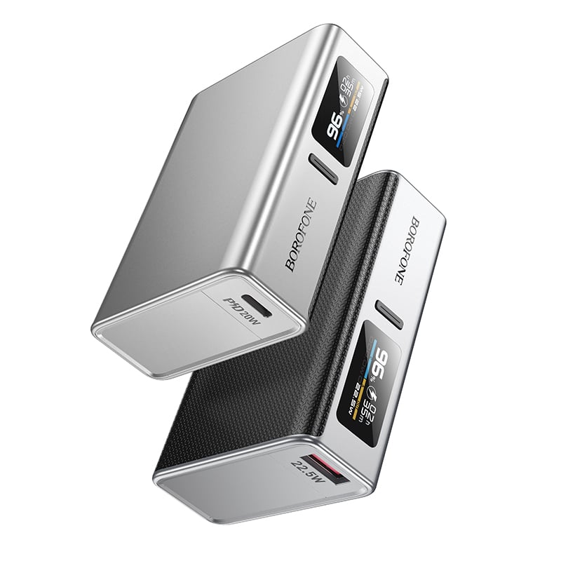 Borofone Power Bank 10000mAh BJ72 Energy - USB + Type C - QC 3.0 PD 20W szürke-0