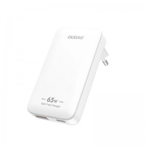 GaN Dudao A65Q 65W USB-A / USB-C PD Ultra-Vékony utazó Fali Töltő - Fehér (EU,US)