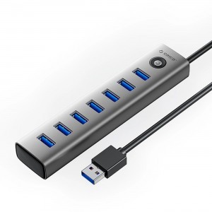 Orico CL7U-U3 hub 7x USB-A 3.0 + USB-C 5V/3A 1m - szürke