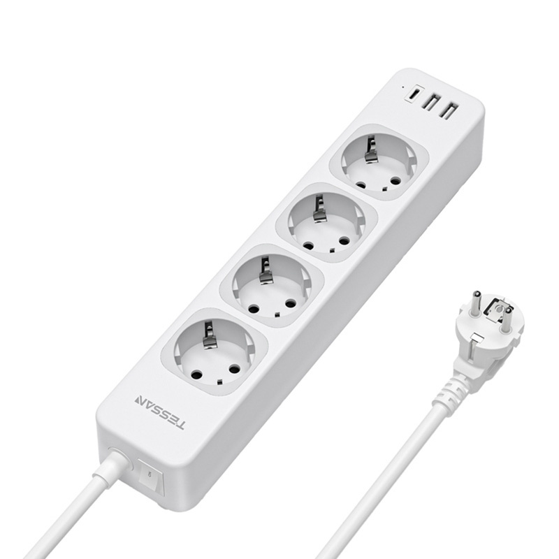 Tessan TS-307-C elosztó (fehér) USB porttal-0