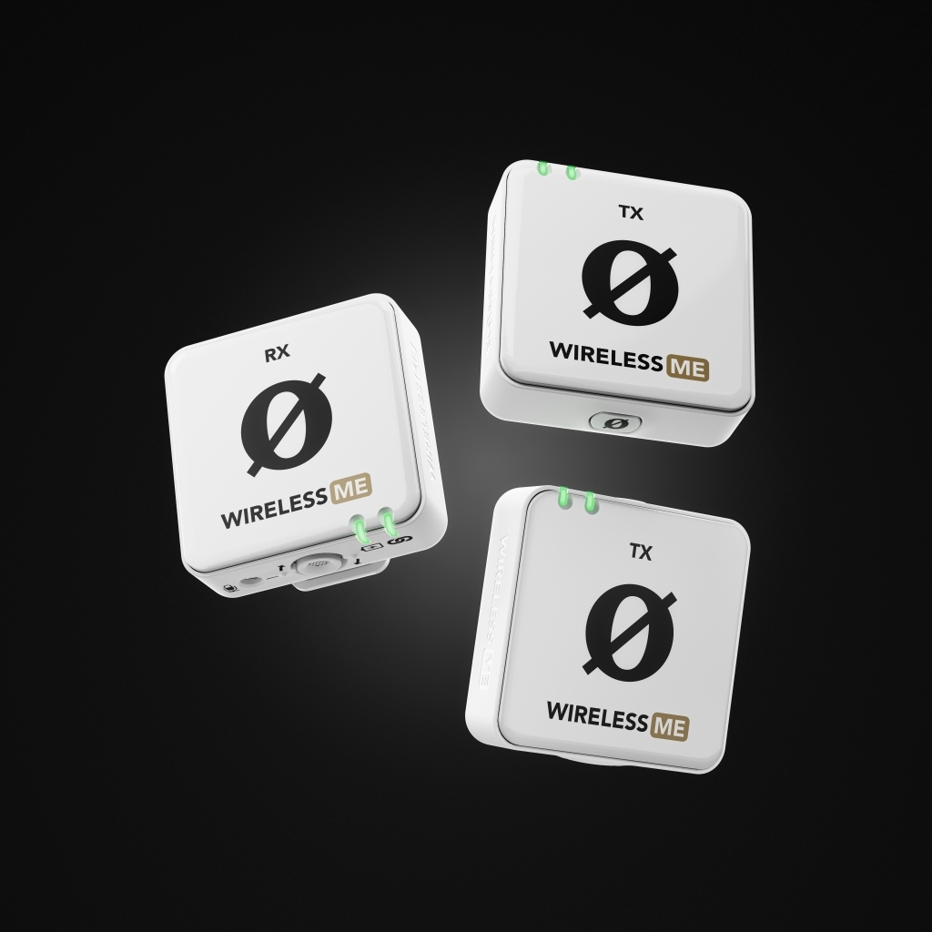 RODE Wireless ME Dual-W ultra kompakt digitális vezeték nélküli mikrofon rendszer két adóval, adókba és vevőbe épített mikrofonnal, fehér-3