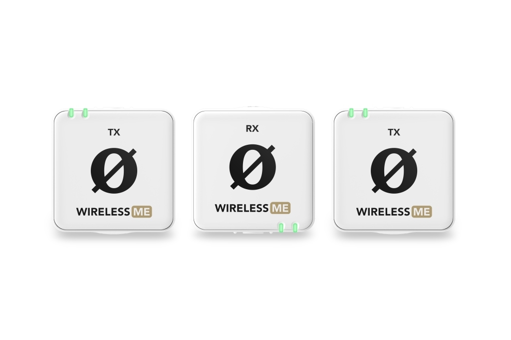 RODE Wireless ME Dual-W ultra kompakt digitális vezeték nélküli mikrofon rendszer két adóval, adókba és vevőbe épített mikrofonnal, fehér-1