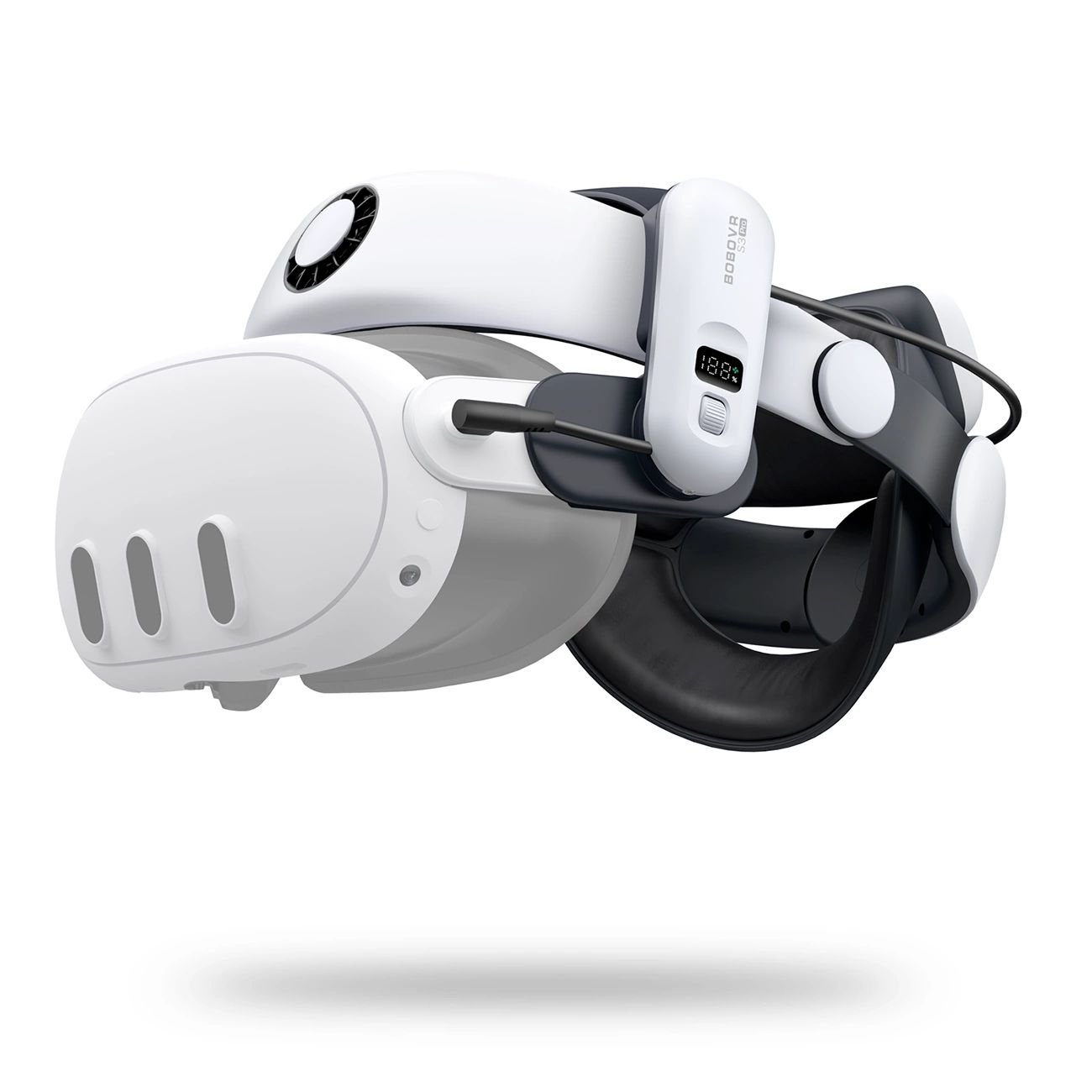 BoboVR S3 Pro tehermentesítő pánt Meta Quest 3 VR szemüveghez + B100 külső akkumulátor - fehér és fekete-0