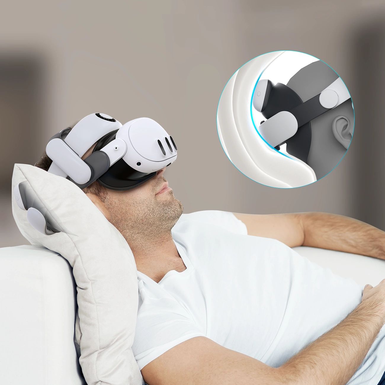 BoboVR S3 Pro tehermentesítő pánt Meta Quest 3 VR szemüveghez + B100 külső akkumulátor - fehér és fekete-6