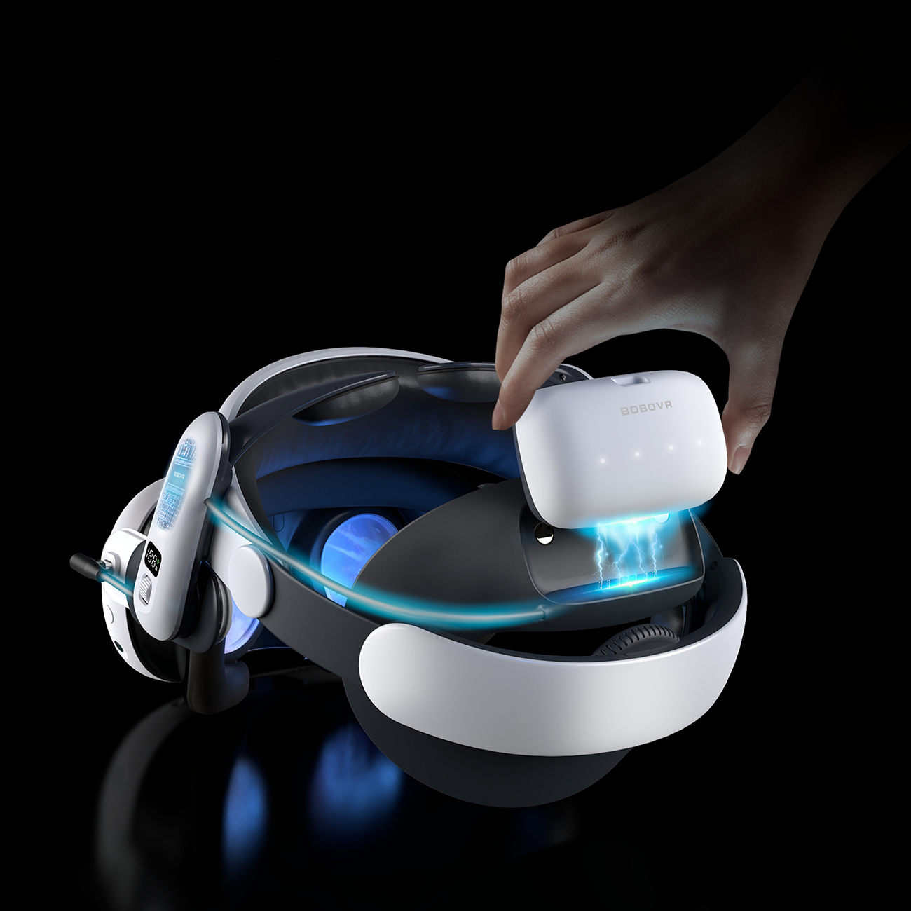 BoboVR S3 Pro tehermentesítő pánt Meta Quest 3 VR szemüveghez + B100 külső akkumulátor - fehér és fekete-1